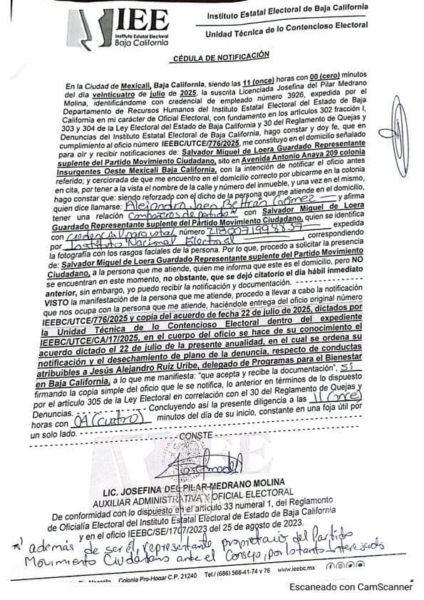 Ruiz Uribe es exonerado por el IEEBC tras denuncia por supuesta promoción personalizada