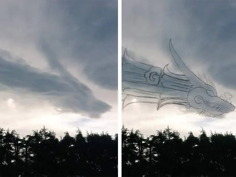 Nube con forma de Quetzalcóatl se vuelve viral; va contra Poseidón, dicen los internautas