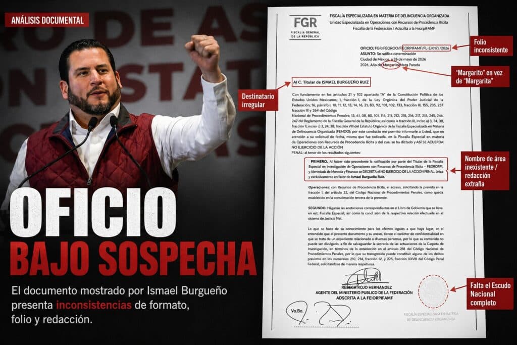 Ismael Burgueño Ruiz presenta un documento de la FGR con inconsistencias durante su registro en Morena para la gubernatura de Baja California.