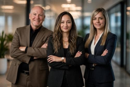 Ejecutivos de TEAM International y SITECORE posan en un entorno corporativo, destacando la alianza estratégica para